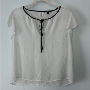 Forever 21 White Blouse with Black Tie Detail